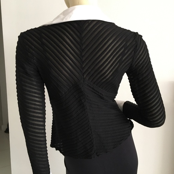 JS collection black collared evening top - Picture 5 of 8